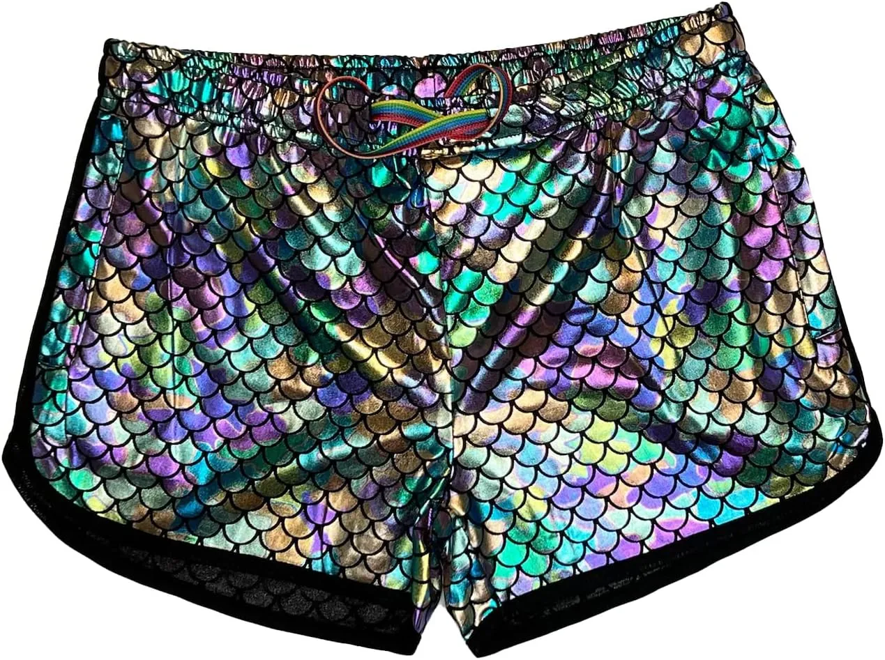 Mens Running Booty Shorts, Zippered Pockets, Rave & Party Short LGBTQ, Gay Rainbow Panda VPL 3 in Inseam Shorts