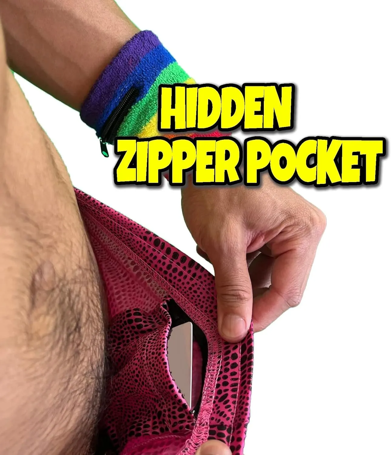 Mens Running Booty Shorts, Zippered Pockets, Rave & Party Short LGBTQ, Gay Rainbow Panda VPL 3 in Inseam Shorts