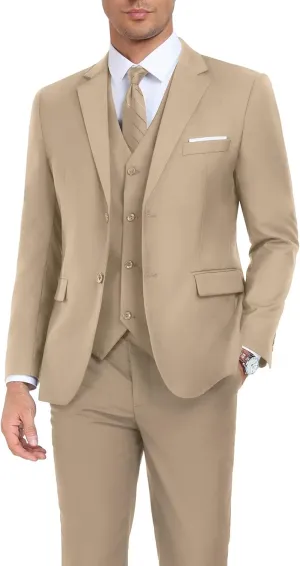 Men's Suit Slim Fit 3 Piece Wedding Dress Tux Suit Set Two Buttons Business Suits Blazer Jacket Vest Pants with Tie