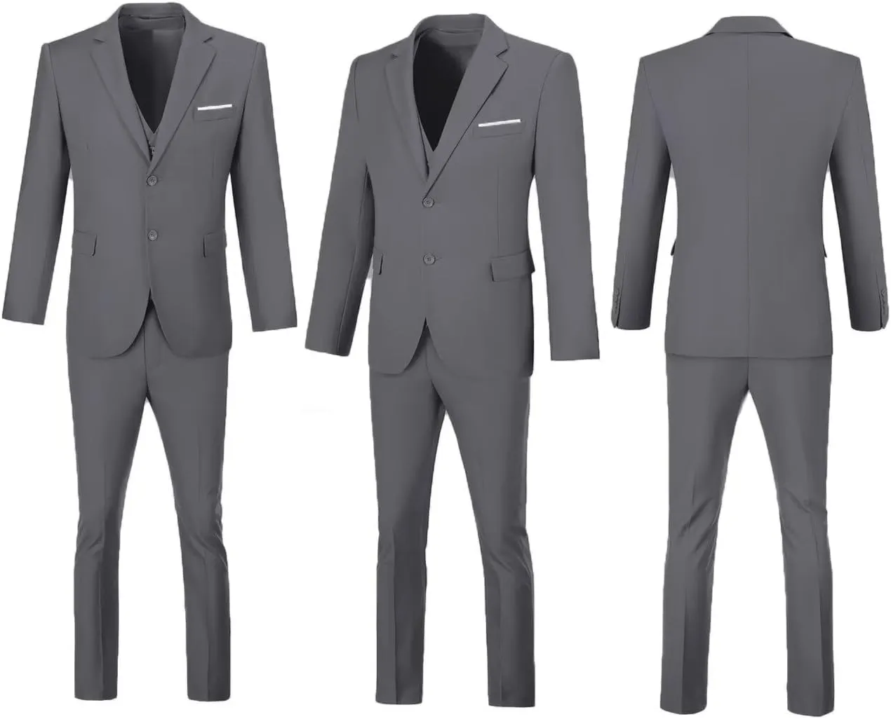 Men's Suit Slim Fit 3 Piece Wedding Dress Tux Suit Set Two Buttons Business Suits Blazer Jacket Vest Pants with Tie
