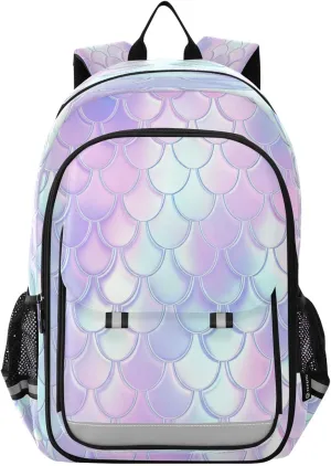 Mermaid Scales Pastel Bookbag for Kids, Cute Backpacks for Girls, Boys Large Backpack