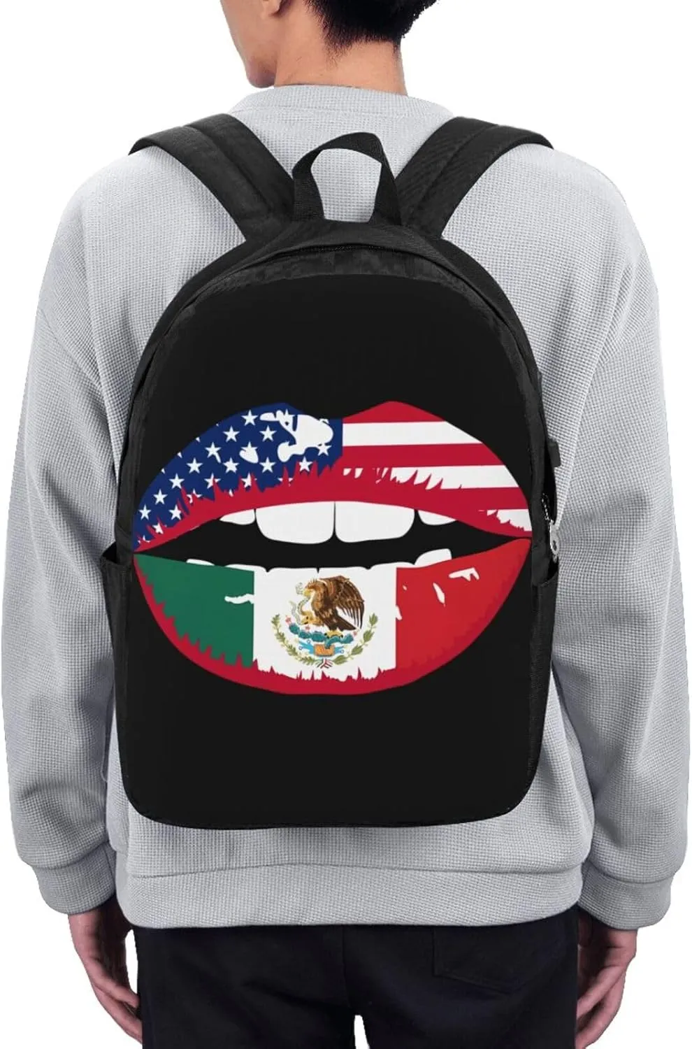 Mexico Mexican Flag Lips Laptop Backpacks Travel Backpack Casual Business Daypack Sport Rucksack Computer Bag Fits up to 17 Inch Notebook with USB Port
