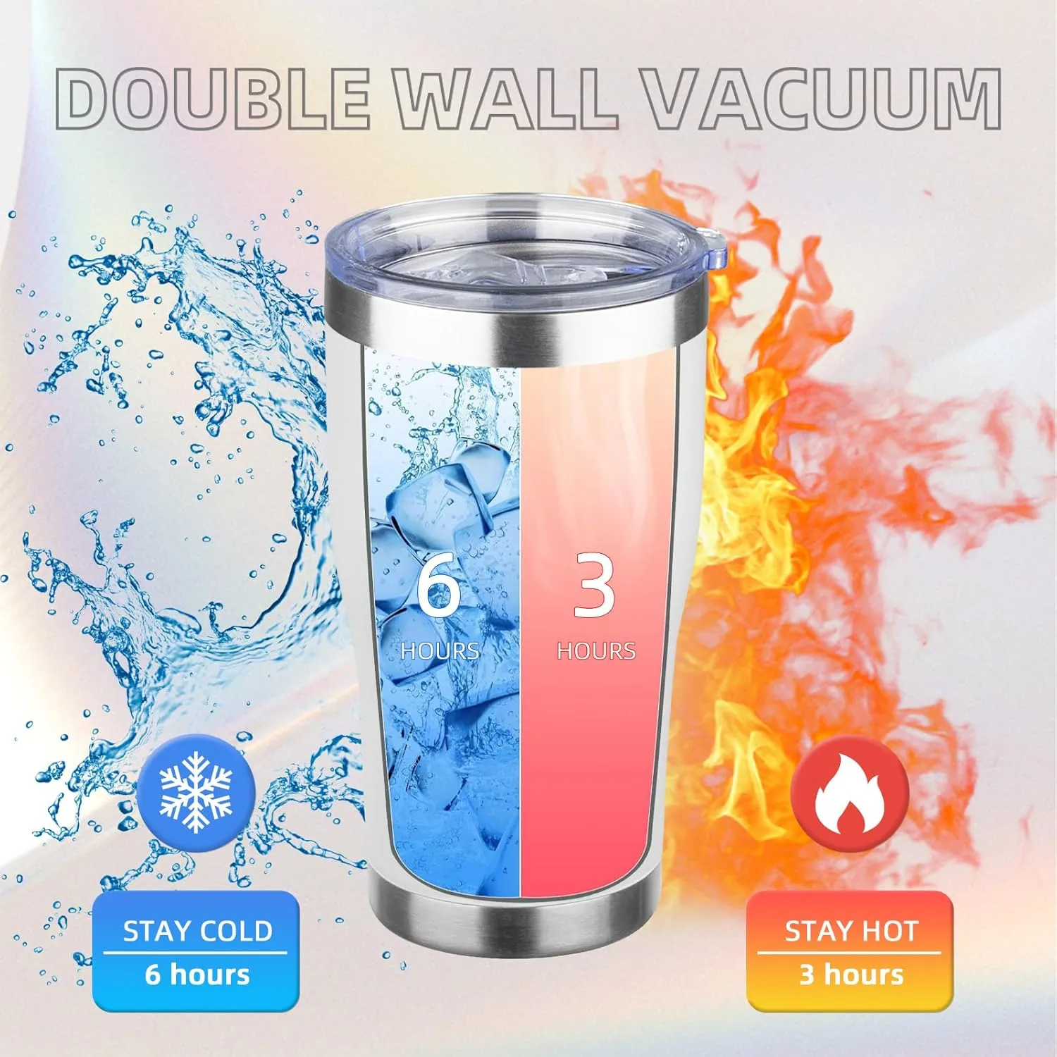 MEZMUT 20oz Coffee Tumbler with Lid and Straw Double Wall Vacuum Insulated Cup Stainless Steel Travel Mugs Insulated for Hot Cold Leakproof Powder Coated Tumbler for Indoor Outdoor(White, 6)