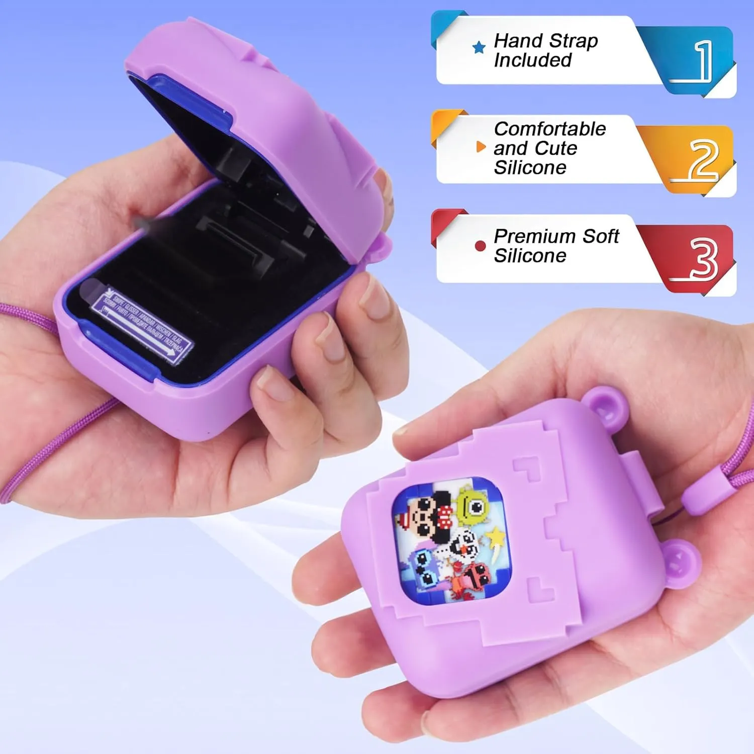 MGZNMTY Silicone Case for Bitzee Disney Interactive Toy Digital Pet and Case, Protective Skin Cover for New Bitsy Electronic Virtual Pet (Purple)