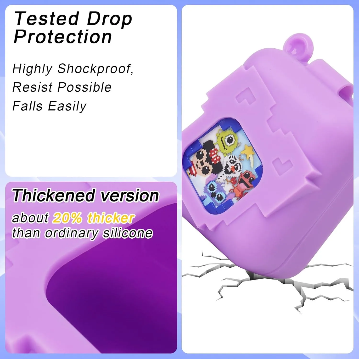 MGZNMTY Silicone Case for Bitzee Disney Interactive Toy Digital Pet and Case, Protective Skin Cover for New Bitsy Electronic Virtual Pet (Purple)