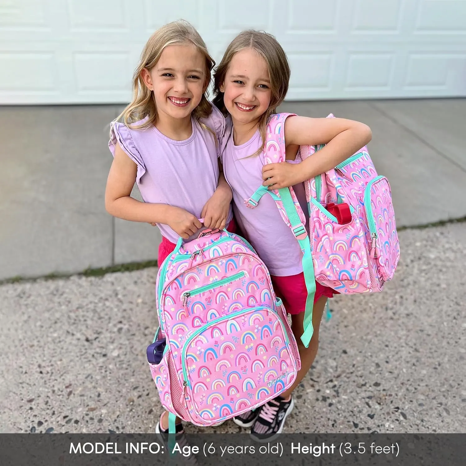 mibasies Girls Backpack: Large Kids Backpack Girls for Elementary School with Laptop Compartment - Rainbow Pink