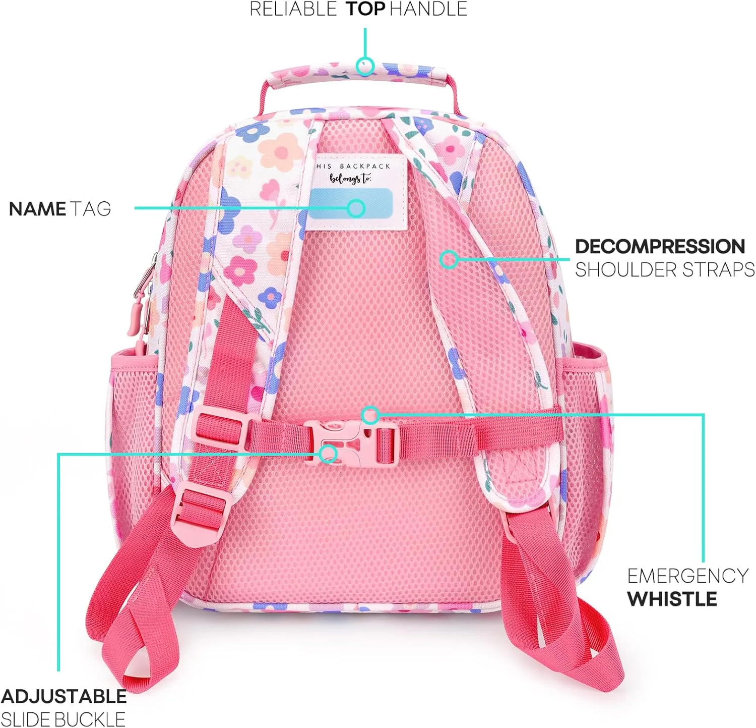 mibasies Kids Backpack for Girls: Girls Backpack 5-8 - Kindergarten Elementary School Bookbag for Girl - Floral Pink