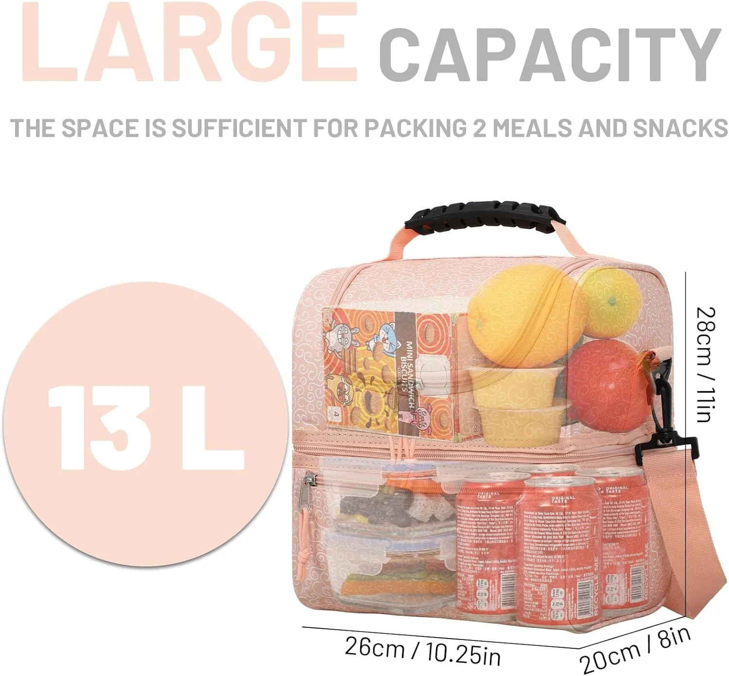 MIER Adult Lunch Box Insulated Lunch Bag Large Cooler Tote Bag for Men Women to Work Travel Daytrip, Double Deck Cooler (Pink Floral, Large)