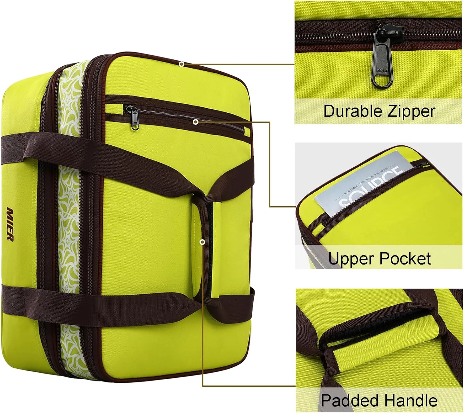 MIER Insulated Double Casserole Carrier Bag Fits 9 x 13 Inches Baking Dish, Casserole Dish, Expandable by Mid Zipper, Grass Green