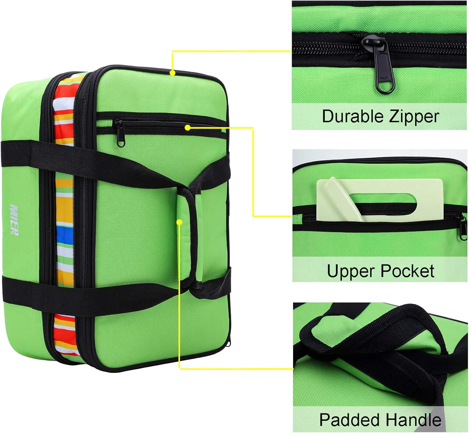 MIER Insulated Double Casserole Carrier Thermal Lunch Tote for Potluck Parties, Picnic, Beach, Fits 9 x 13 Inches Casserole Dish, Expandable by Mid Zipper, Green
