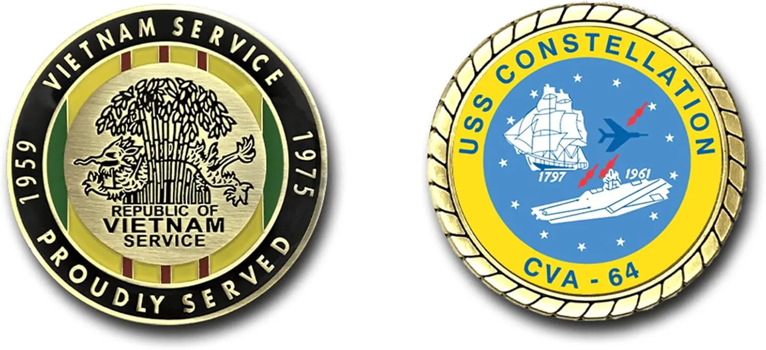 Military Productions USS Constellation CVA-64 Vietnam Service Challenge Coin