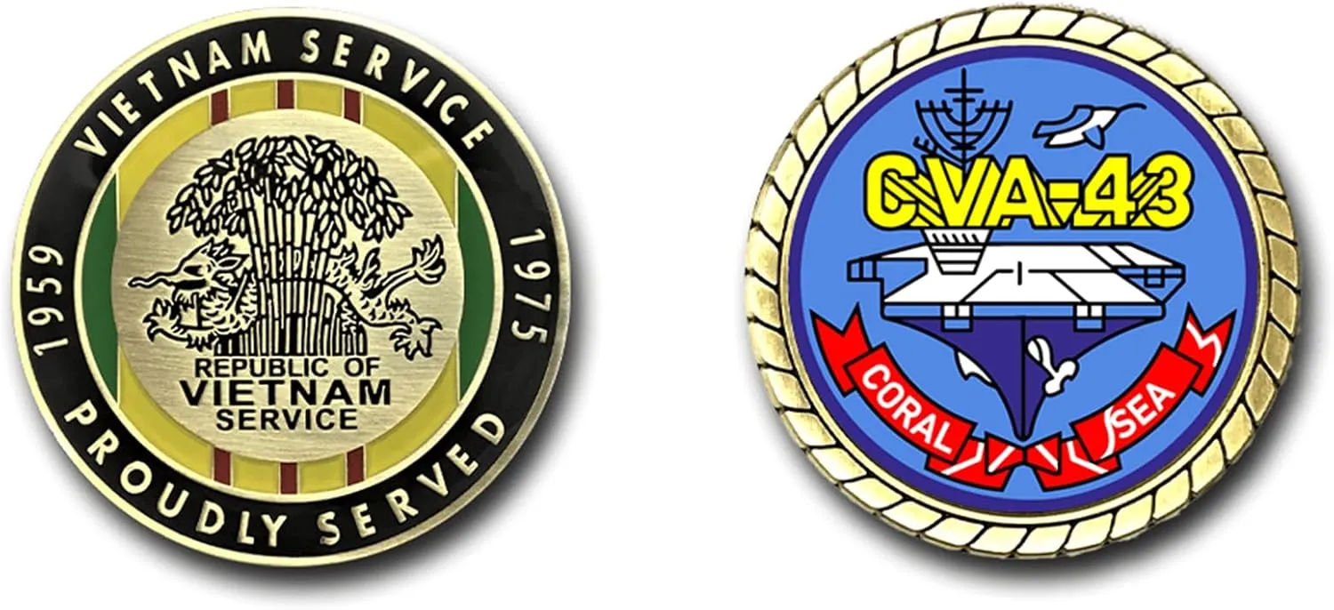 Military Productions USS Coral Sea CVA-43 Vietnam Service Challenge Coin