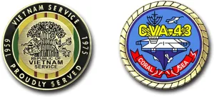 Military Productions USS Coral Sea CVA-43 Vietnam Service Challenge Coin