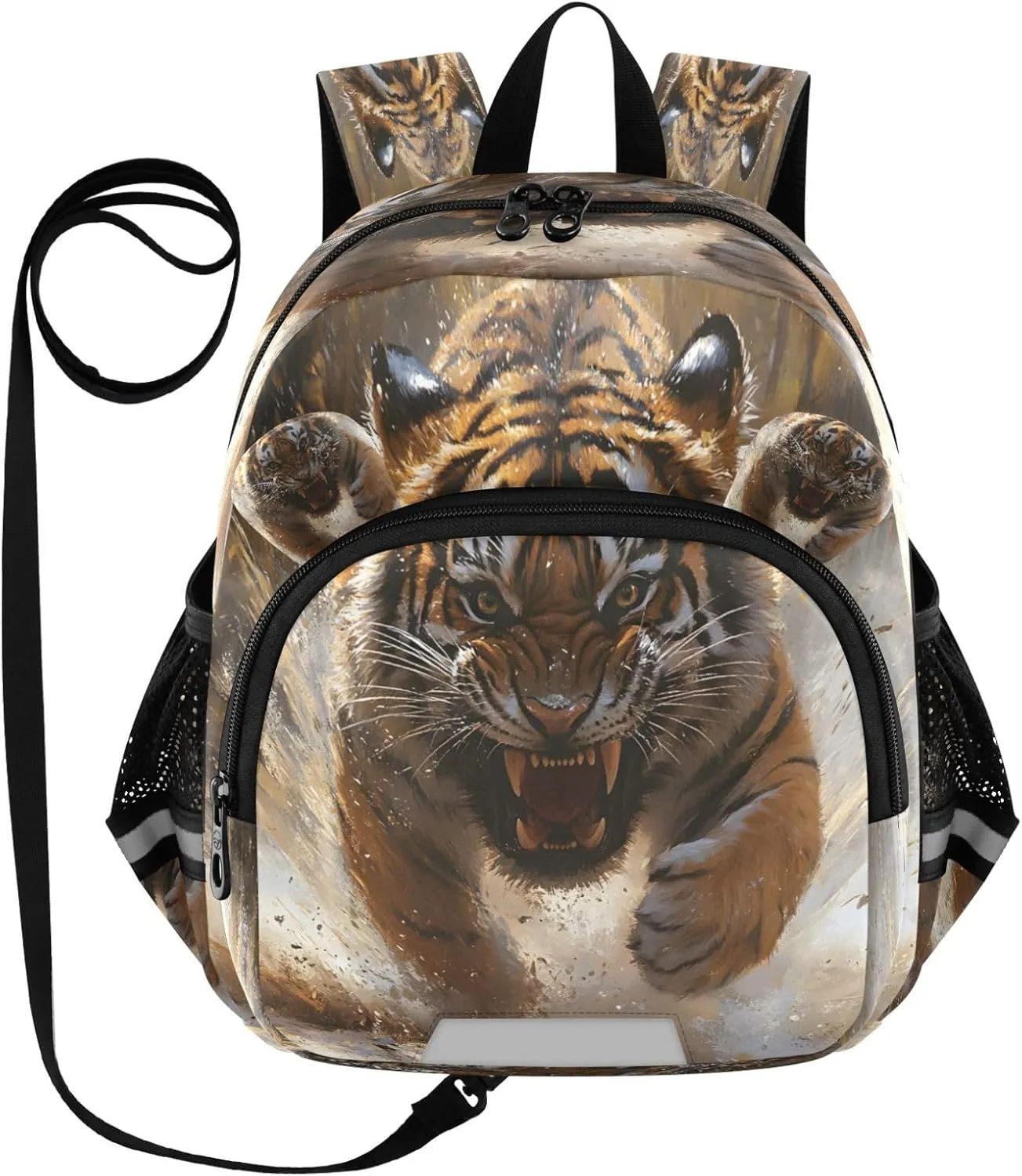 Mini Backpack Child Backpacks Toddler Backpack Travel Bag Angry Running Tiger for Kindergarten Elementary Boys Girls