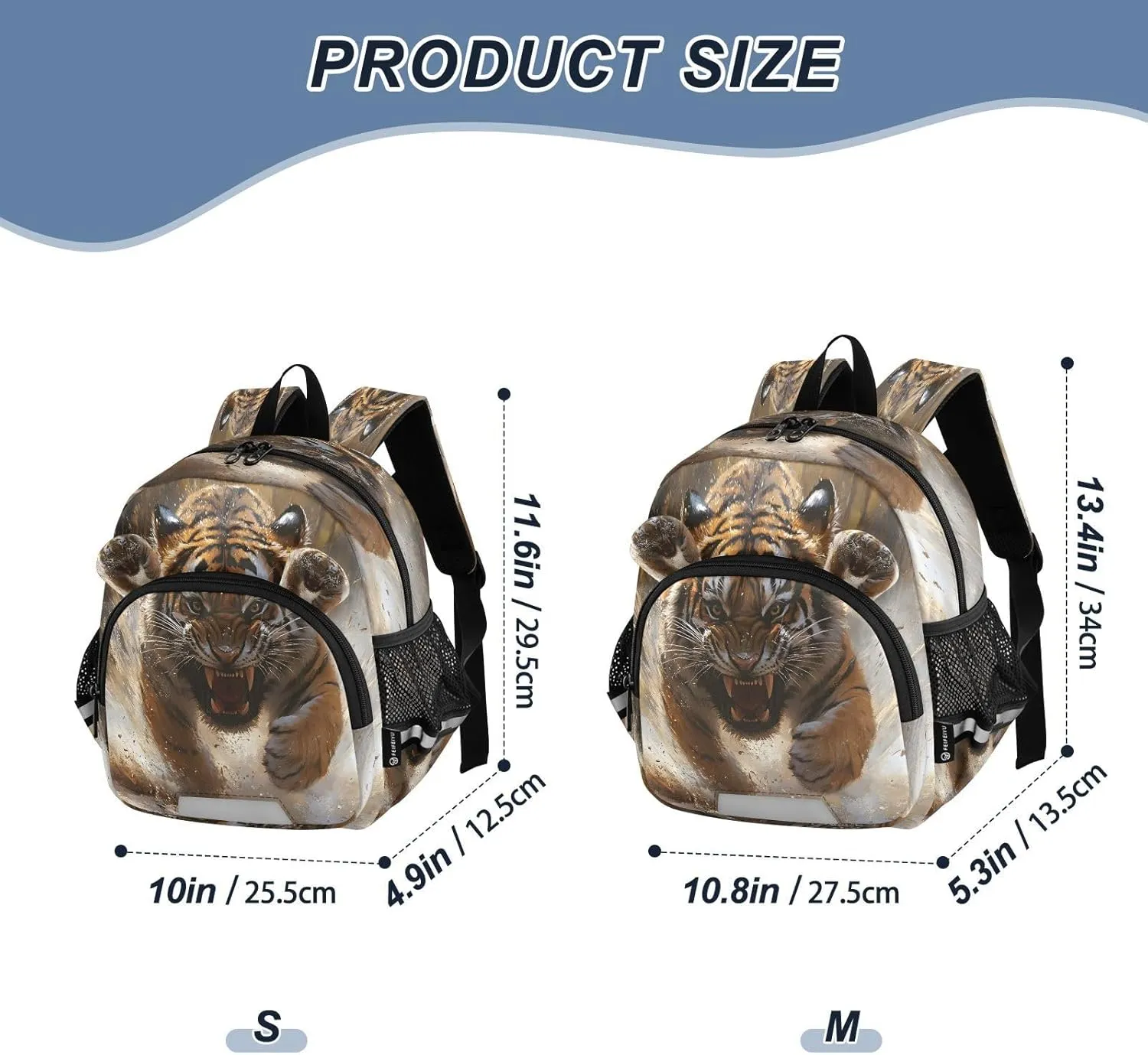 Mini Backpack Child Backpacks Toddler Backpack Travel Bag Angry Running Tiger for Kindergarten Elementary Boys Girls