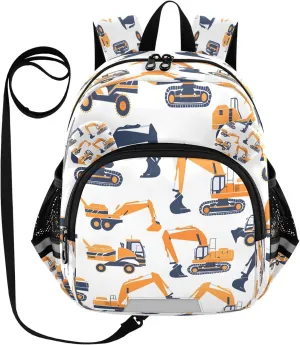 Mini Backpack Child Backpacks Toddler Backpack Travel Bag Orange Excavating Machinery for Kindergarten Elementary Boys Girls