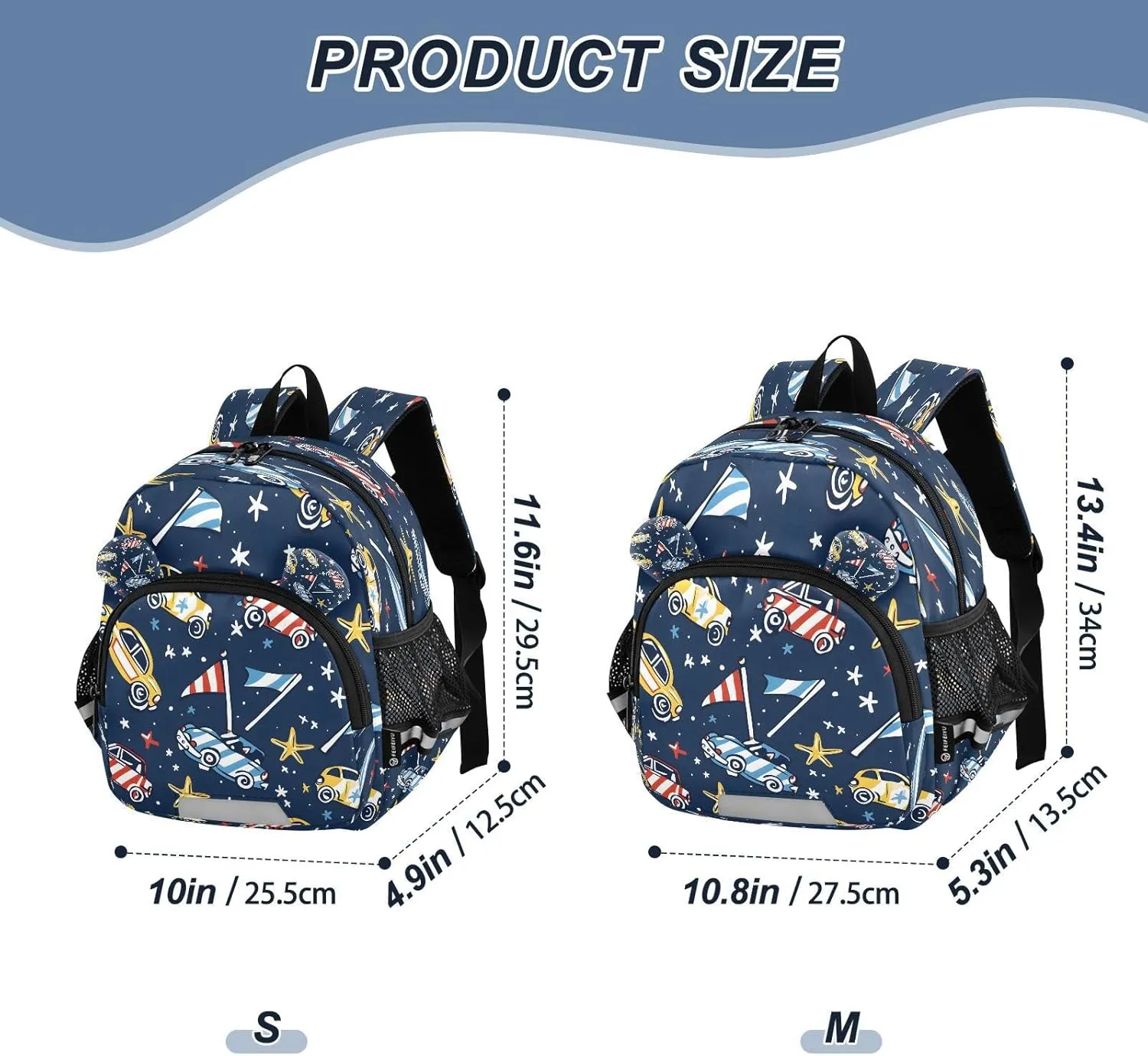 Mini Backpack Child Backpacks Toddler Backpack Travel Bag Race Car and Racing Flag for Kindergarten Elementary Boys Girls