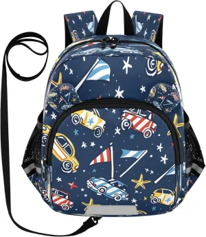 Mini Backpack Child Backpacks Toddler Backpack Travel Bag Race Car and Racing Flag for Kindergarten Elementary Boys Girls