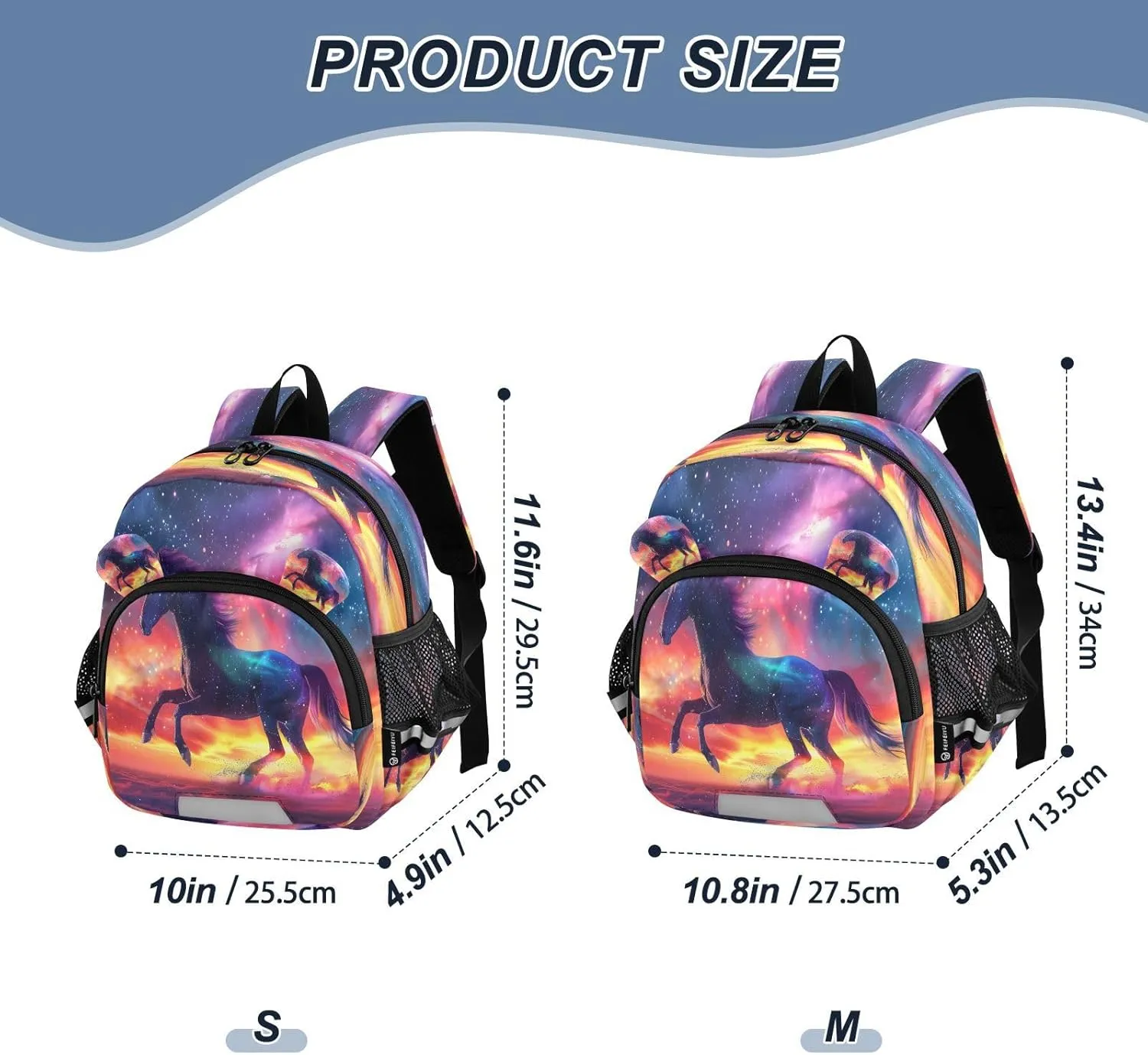 Mini Backpack Child Backpacks Toddler Backpack Travel Bag Sky Galloping Horse Roars for Kindergarten Elementary Boys Girls