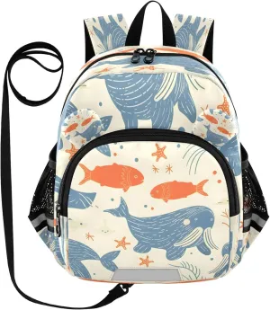 Mini Backpack Child Backpacks Toddler Backpack Travel Bag Walrus and Fish Sea Stars for Kindergarten Elementary Boys Girls