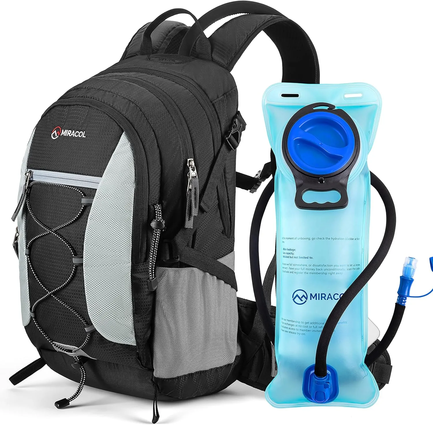 MIRACOL 18L Hydration Backpack with 2.5L BPA Free Water Bladder: Large-Capacity Hydration Pack with 2 Waist Pouch Insulated Water Backpack - for Hiking Running Biking Camping Hunting