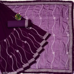 Mirror Work Georgette fil no1 Saree With Blouse
