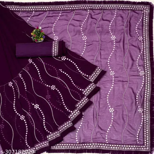 Mirror Work Georgette fil no1 Saree With Blouse