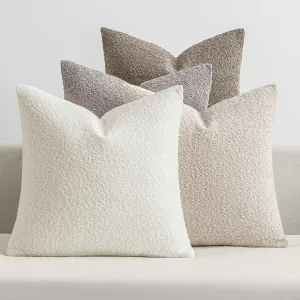 MIULEE Pack of 4 Decorative Textured Boucle Throw Pillow Covers 18x18 Inch Neutral Accent Solid Pillow Cases Soft Couch Cushion Covers for Modern Farmhouse Boho Chair Sofa Bed Livingroom Home Decor