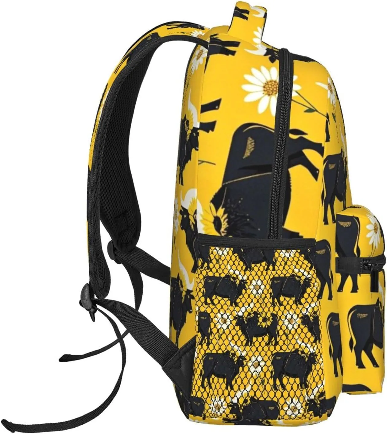 Modern Black Buffalo Sunflower Adult Backpacks 15 Inch Laptop Backpack Double Shoulder Bag for Work Travel Gifts