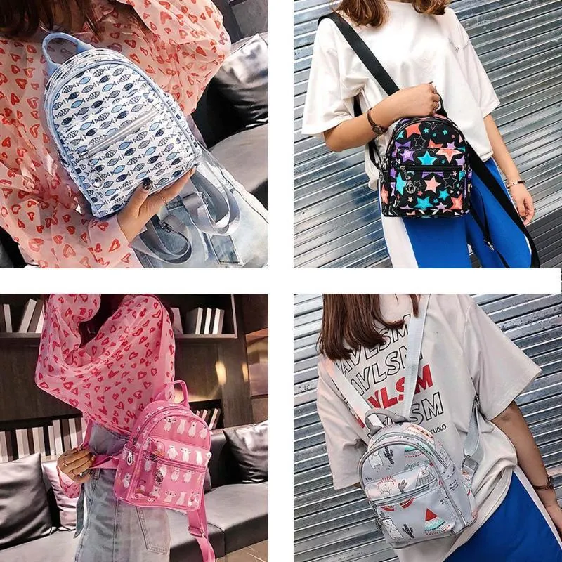 MOJOYCE Cartoon Print Backpack