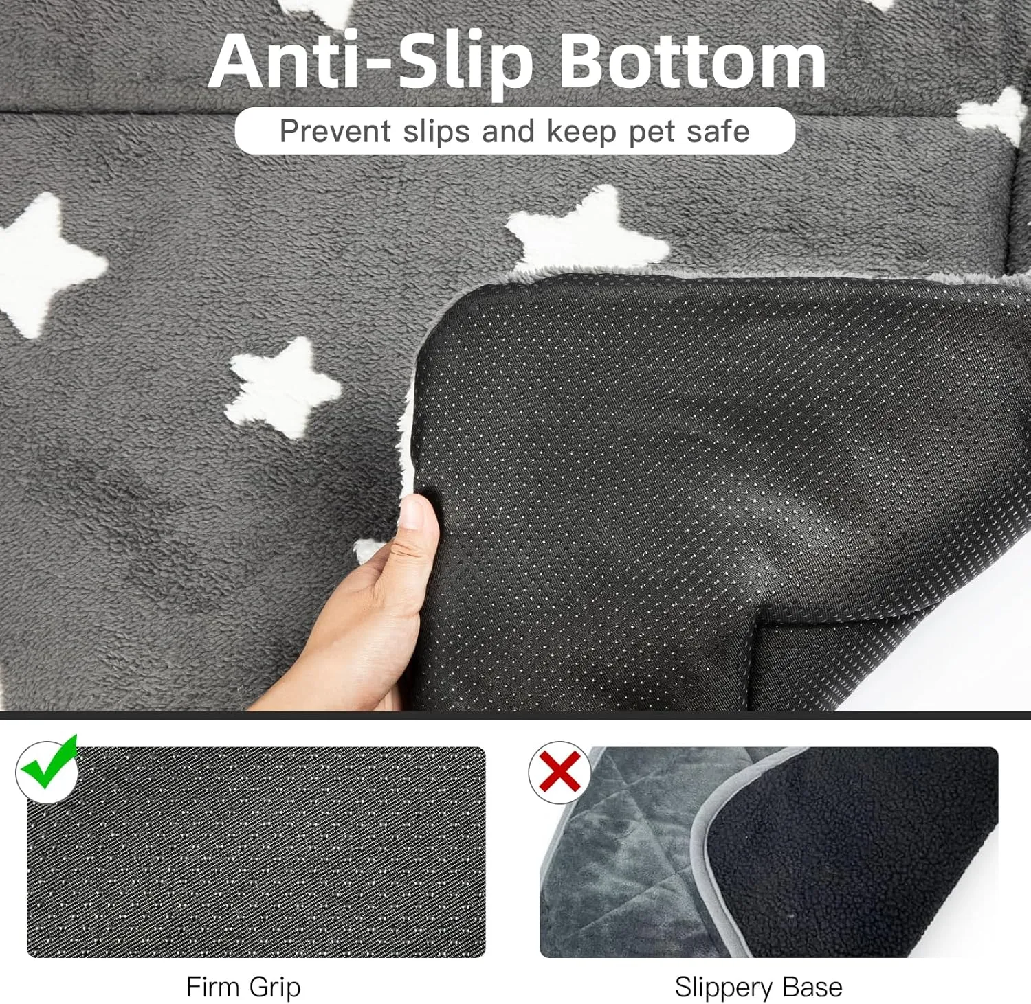 Mora Pets Dog Crate Pad Kennel Bed Crate Mat for Small Dogs Washable Cute Star Pet Bed for Dog Cage Ultra Soft Flat Puppy Cat Kitten Pillow Cushion for Sleeping Anti-Slip Grey 24 x 18