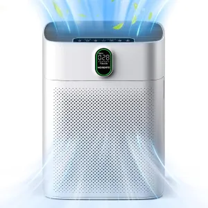 MORENTO Air Purifiers for Home Large Room up to 1076 Sq Ft with PM 2.5 Display Air Quality Sensor for Pet Hair, Double-Sided Air Inlet, 24db, White, 1 Pack   2 Pack Filters