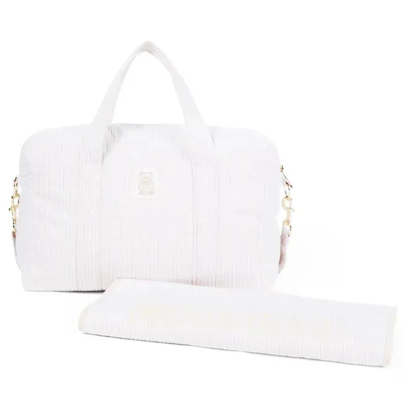Moschino Baby - Striped Diaper Bag With Bear Patch Changing Mat Beige