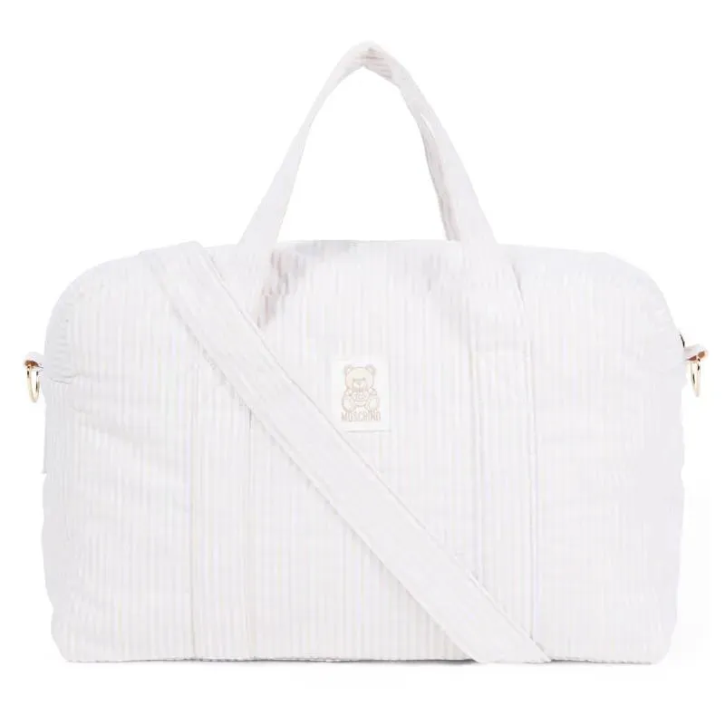 Moschino Baby - Striped Diaper Bag With Bear Patch Changing Mat Beige