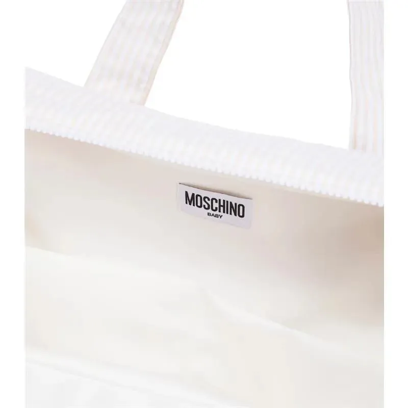 Moschino Baby - Striped Diaper Bag With Bear Patch Changing Mat Beige