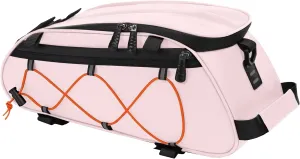 MOSISO Bike Rack Bag with 2 Removable Panniers, Waterproof Bike Trunk Cooler Storage Handbag Insulated Bicycle Rear Seat Pouch, Bicycle Storage Saddle Shoulder Bag Cycling Luggage Pouch, Pink
