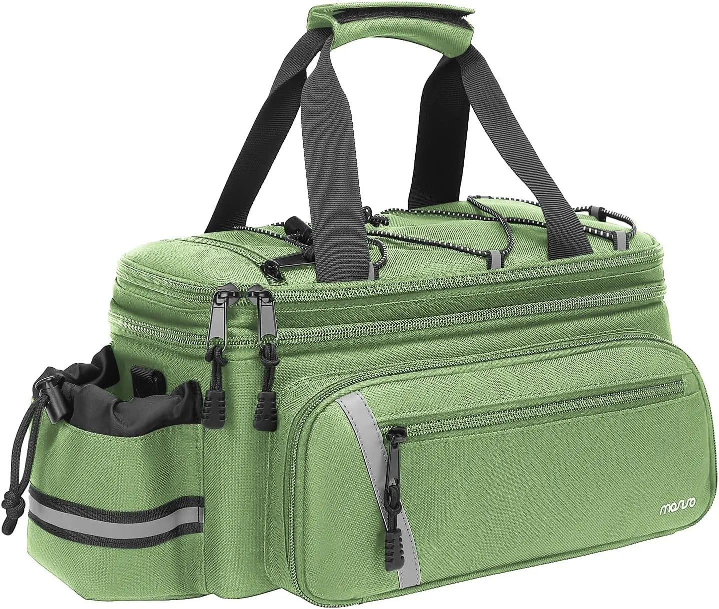 MOSISO Bike Rack Bag with Rain Cover, Bike Trunk Cooler Handag Insulated Bicycle Rear Seat Pouch with 2 Side Foldable Panniers, 8L Cycling Backseat Storage Cargo Saddle Shoulder Bag, Wllow Green