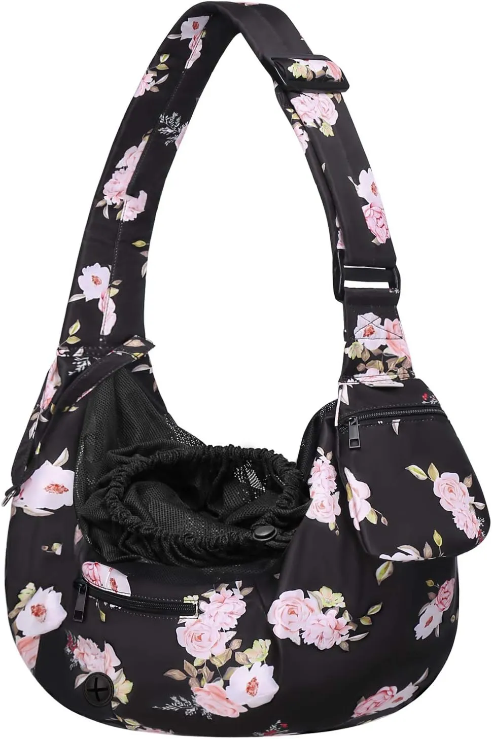 MOSISO Dog Cat Sling Carrier, Pet Carrier Camellia Tote Bag Hands Free Adjustable Padded Strap Breathable Polyester Soft Carrying Travel Shoulder Bag with Front Pocket for Small Dog Cat, Black