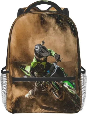 Motocross Dirt Bike Backpack for Boys Girls Men, Travel Laptop Casual College Daypack Back to School Bag One Size