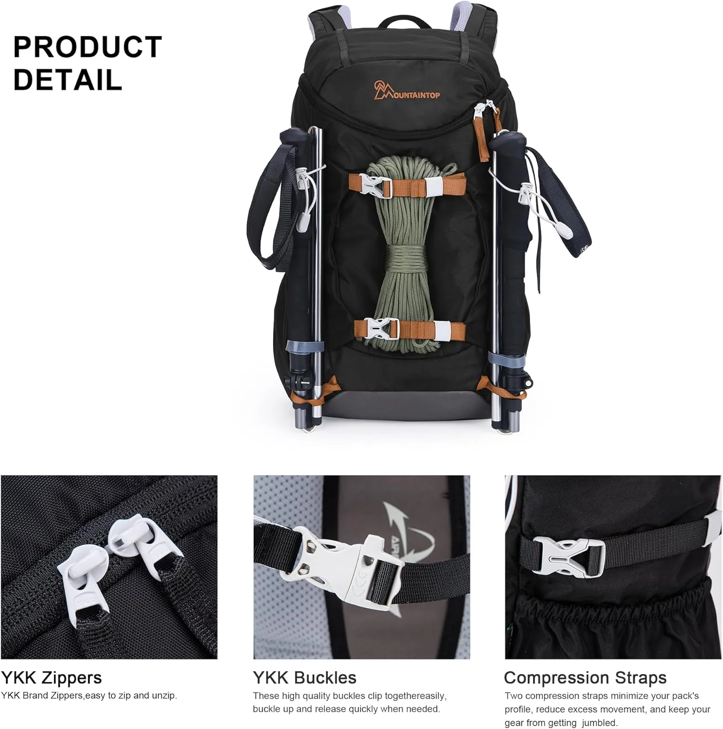 MOUNTAINTOP Small Hiking Backpack 28L Travel Daypack Lightweight for Women for Outdoor Camping