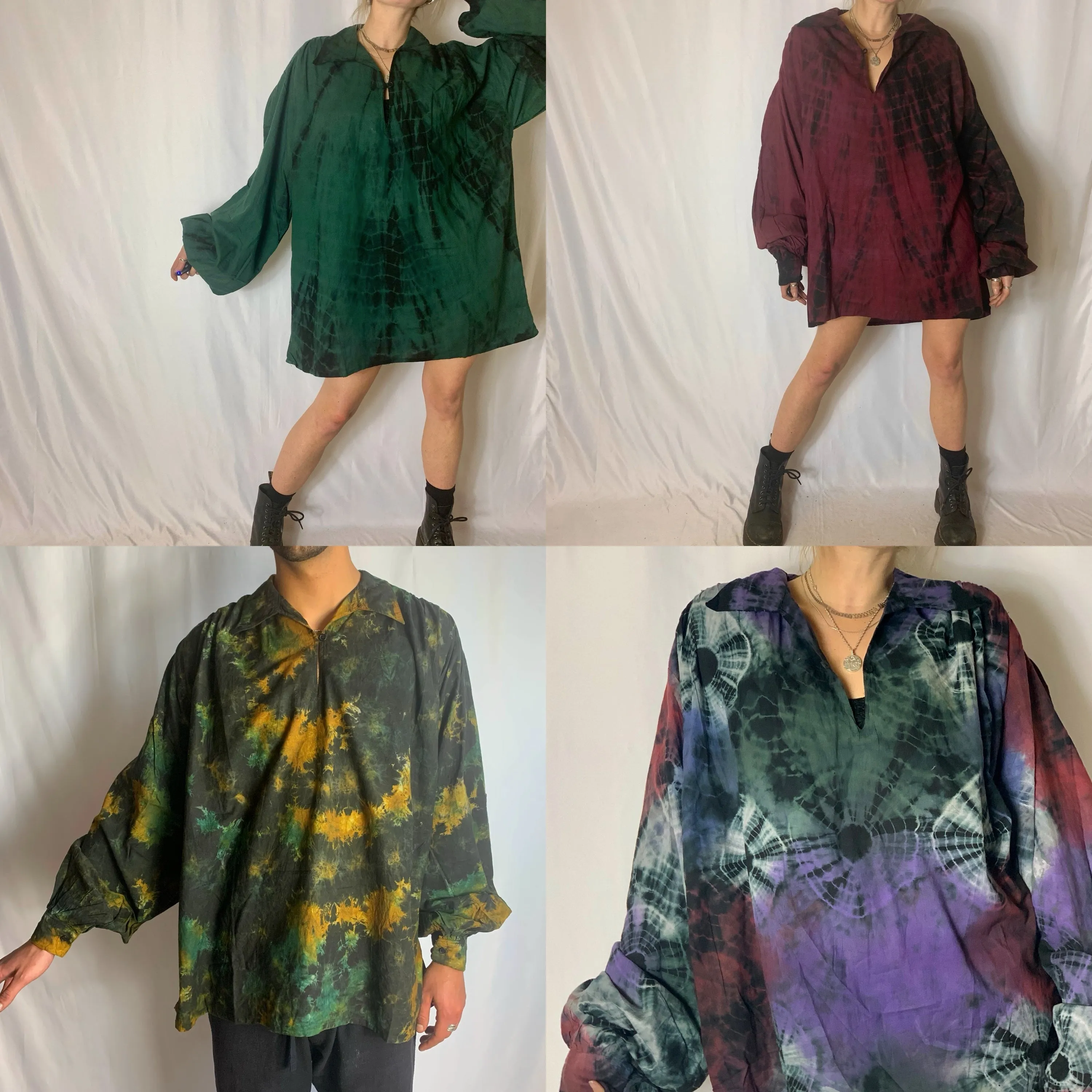 (Multi) Tie Dye Bishop Sleeve Festival Shirt
