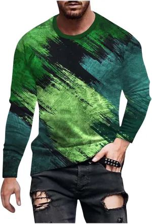 Muscularfit Crewneck Sweatshirt for Men 2024 Fashion Long Sleeve Contrast Color Pullover Blouse Casual Stylish Athletic Shirt