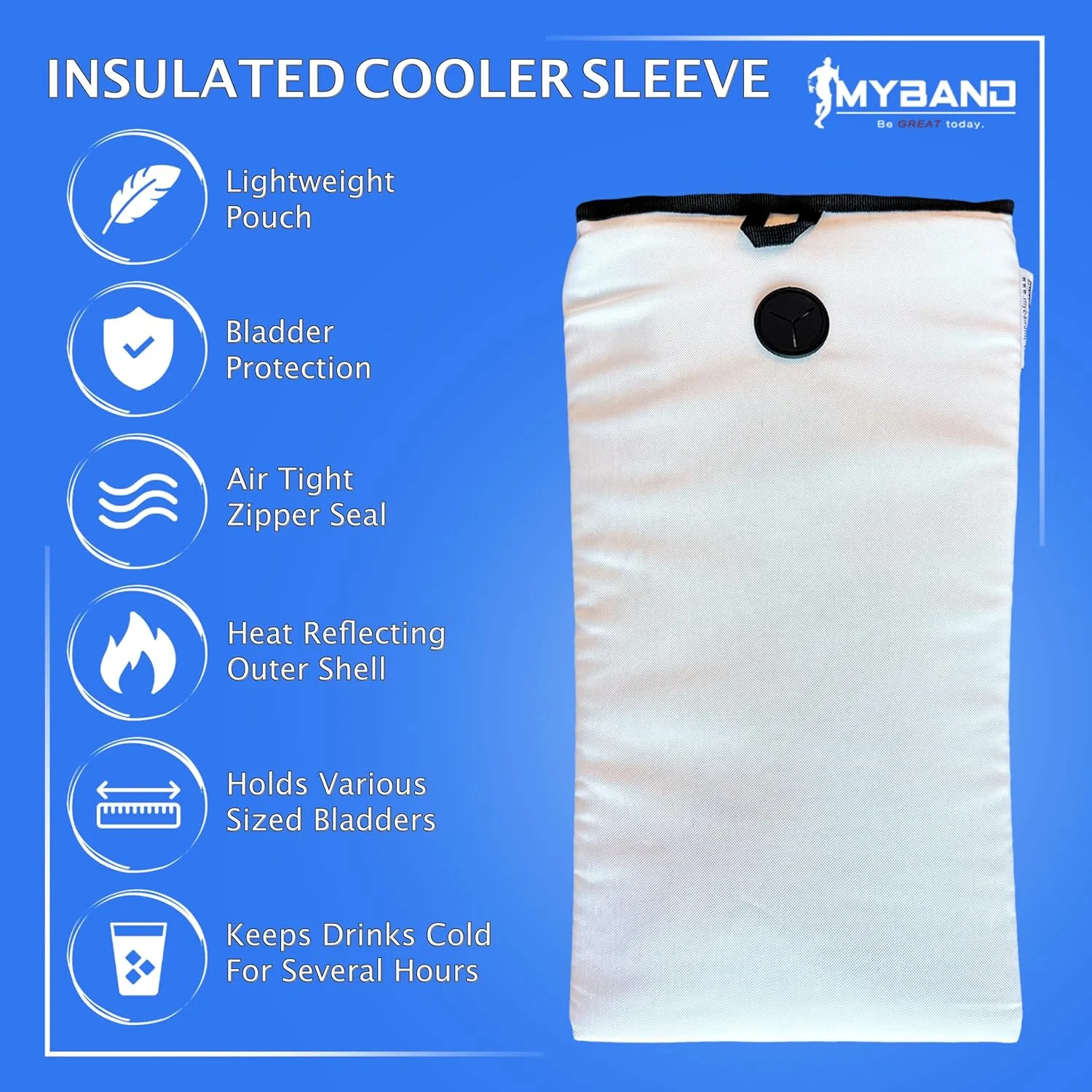 MyBand Insulated Water Bladder Sleeve – Fits Most Hydration Bladders - Air Tight Zipper – Lightweight Pouch - Triple Insulated - Ripstop Outer - Keeps Water Colder Longer