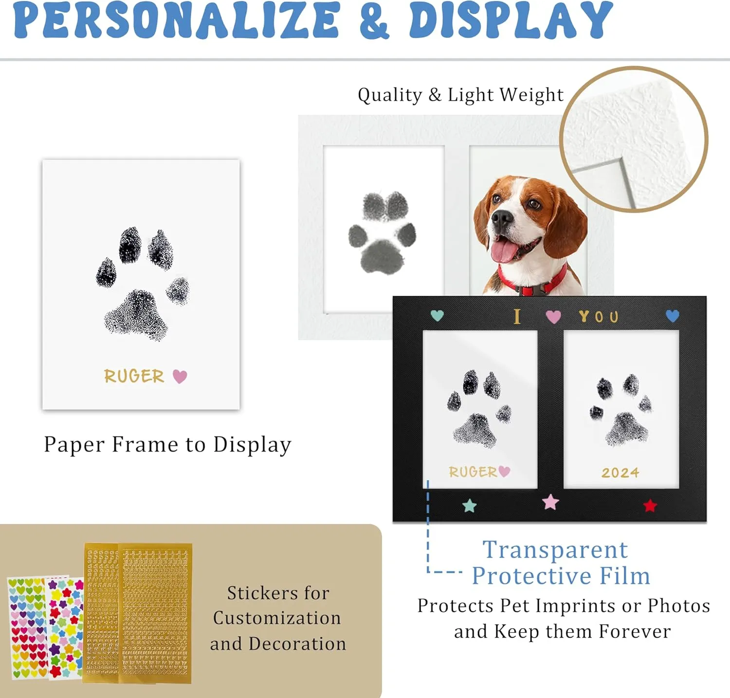MYPAWLETS Inkless Paw Print Kit,Mess-Free Paw Print Stamp Pad for Dogs Cat,Pet Safe Clean Touch Ink Pad,Dog Nose Print Kit,Pet Paw Print Impression Kit Keepsake,Personalized Pet Lover,Dog Mom Gift-6M