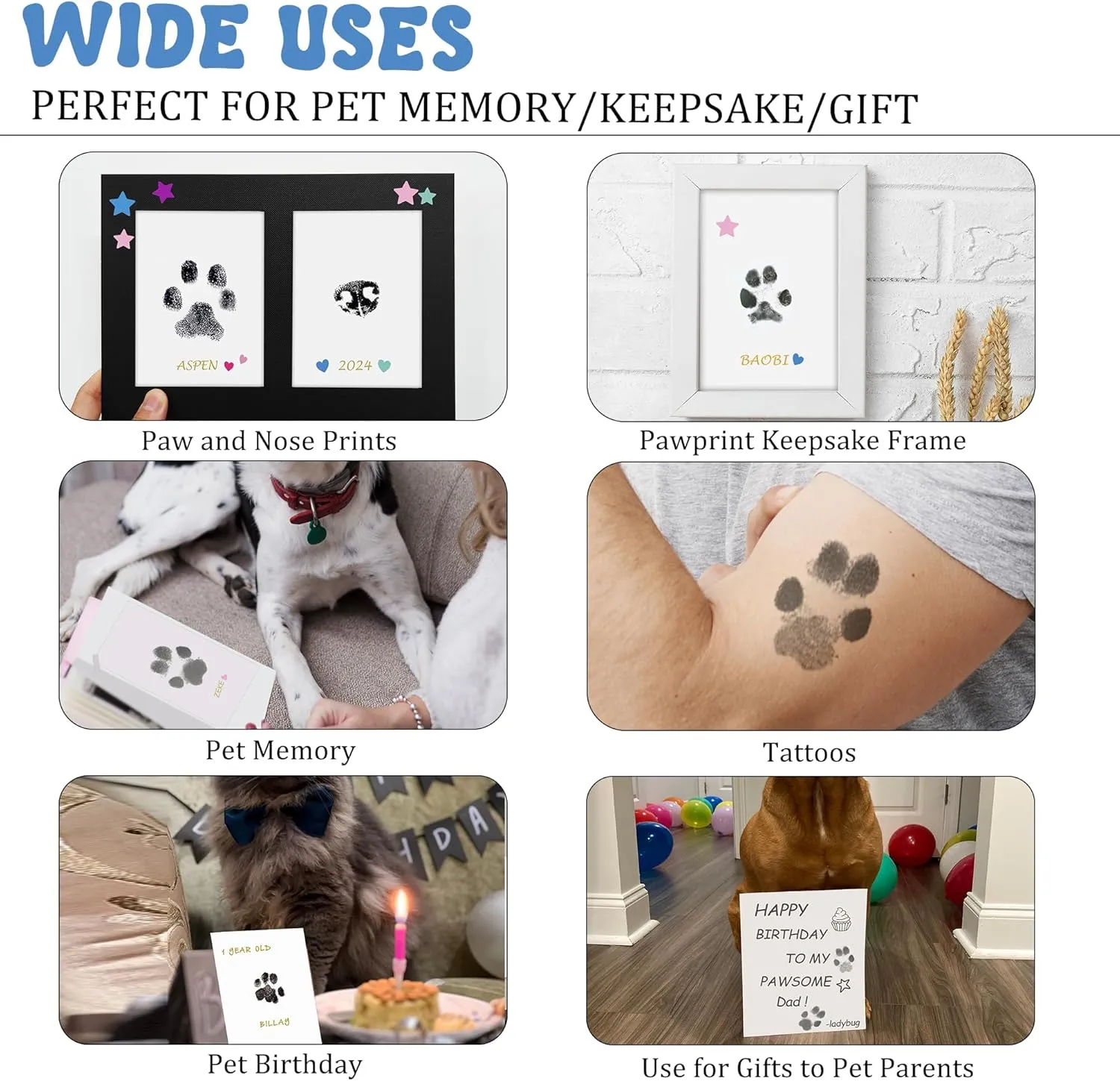 MYPAWLETS Inkless Paw Print Kit,Mess-Free Paw Print Stamp Pad for Dogs Cat,Pet Safe Clean Touch Ink Pad,Dog Nose Print Kit,Pet Paw Print Impression Kit Keepsake,Personalized Pet Lover,Dog Mom Gift-6M
