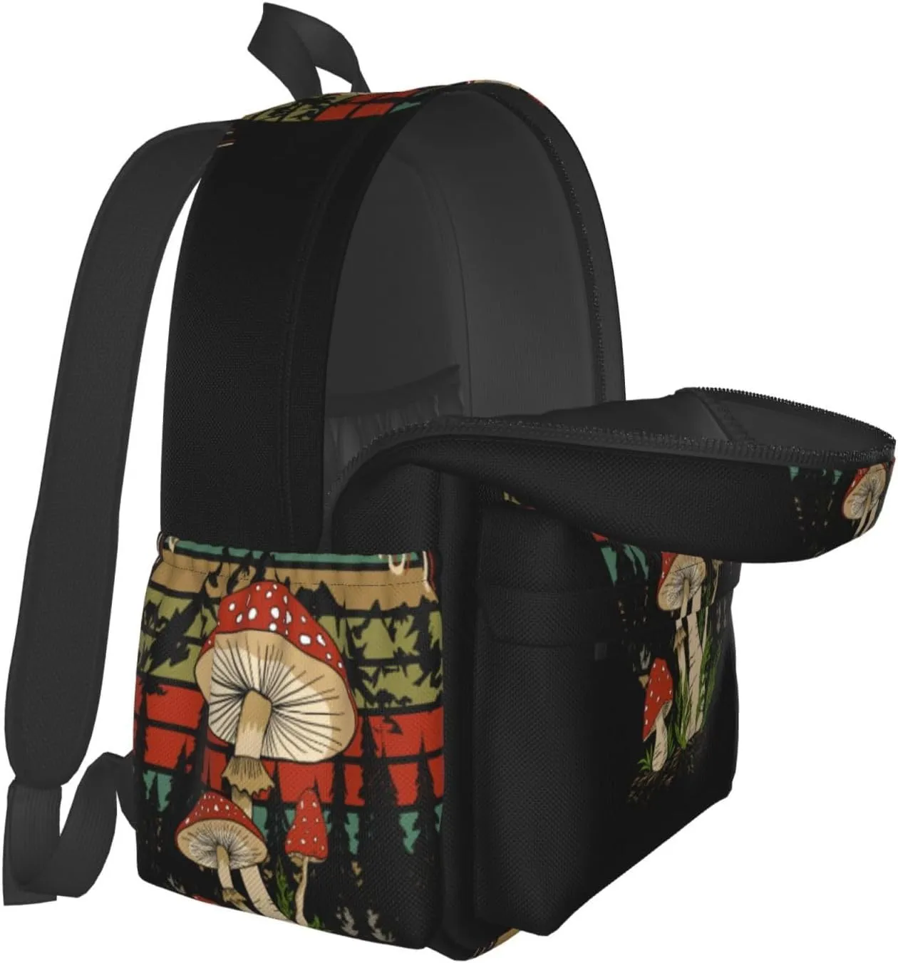 Mysterious Beauty Mushroom Wild Flowers Laptop Backpack Shoulder Bag Laptop Pack Travel Backpacks Commuter Back Pack Casual Daypack Bags With Side Pockets