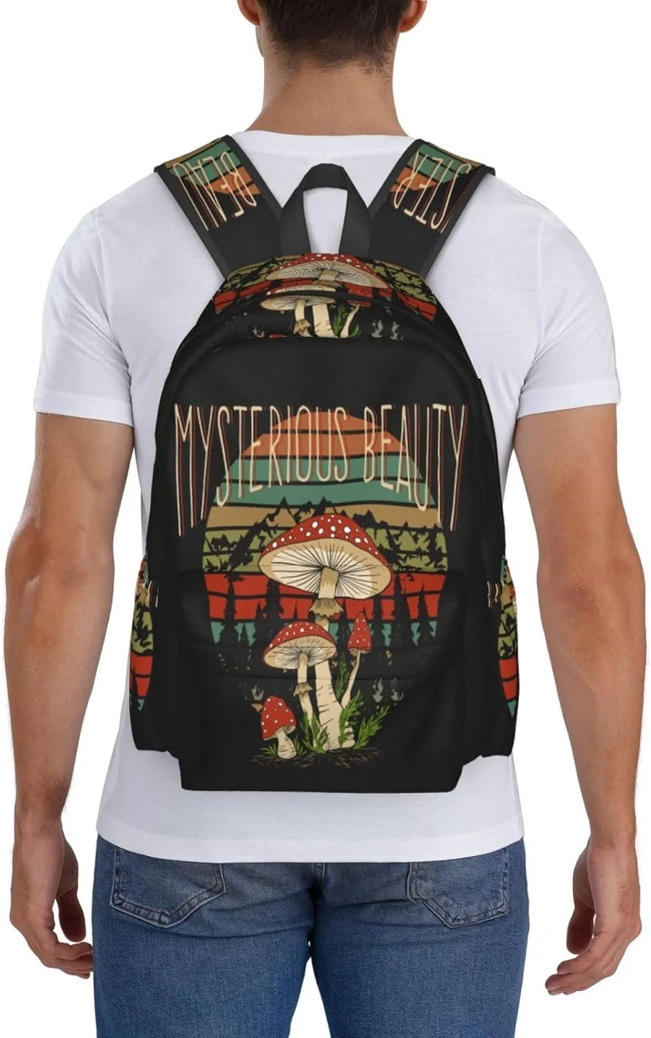 Mysterious Beauty Mushroom Wild Flowers Laptop Backpack Shoulder Bag Laptop Pack Travel Backpacks Commuter Back Pack Casual Daypack Bags With Side Pockets