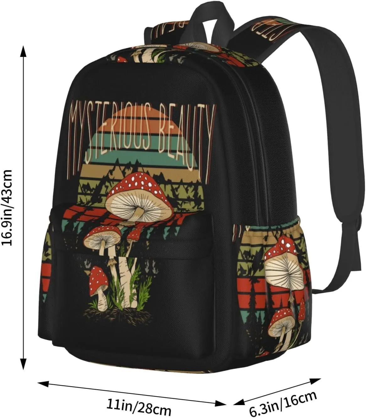 Mysterious Beauty Mushroom Wild Flowers Laptop Backpack Shoulder Bag Laptop Pack Travel Backpacks Commuter Back Pack Casual Daypack Bags With Side Pockets