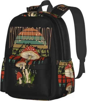Mysterious Beauty Mushroom Wild Flowers Laptop Backpack Shoulder Bag Laptop Pack Travel Backpacks Commuter Back Pack Casual Daypack Bags With Side Pockets