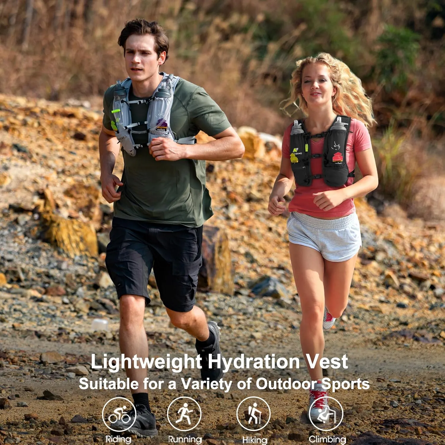 N NEVO RHINO Running Vest, Hydration Running Water Vest 5L with 1.5L Water Bladder Bag, Lightweight Hydration Pack Water Backpack Multi-Pocket for Hiking Race Trail Marathon for Women Men